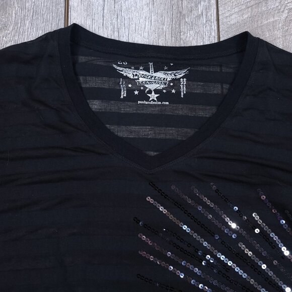 Rock & Roll Cowgirl Shirt Womens XXL Black Starburst Sequin Long Sleeve Country - Picture 4 of 6